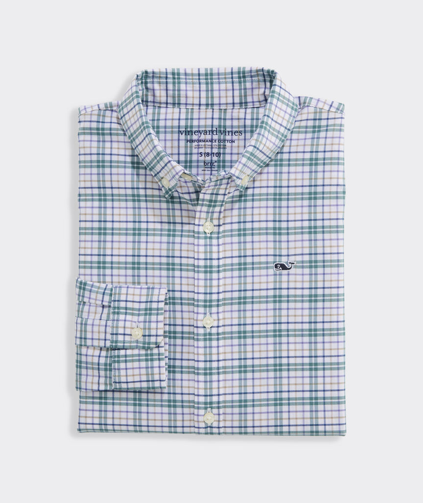 Boys' Performance Cotton Check Shirt