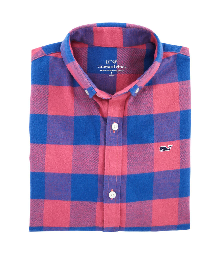 Boys Kelby Check Flannel Whale Shirt