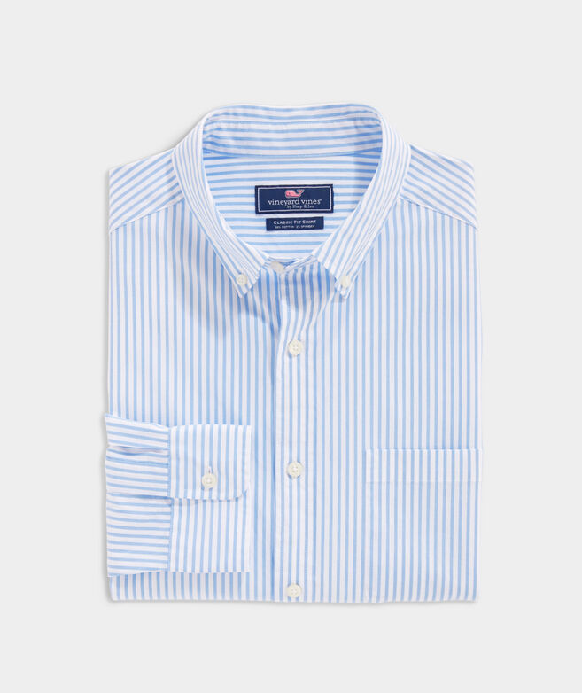 Stretch-Cotton Poplin Stripe Shirt