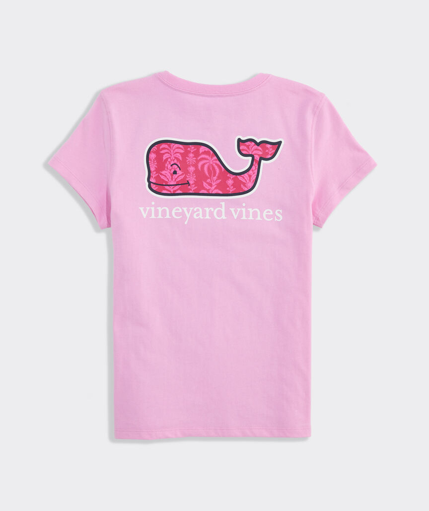 Girls' Pineapple Palm Stripe Whale Short-Sleeve Pocket Tee