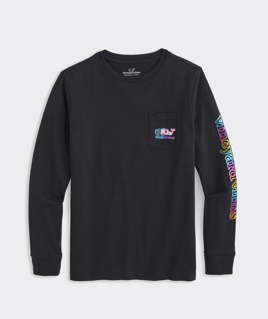 Boys' Gamer Character Whale Long-Sleeve Pocket Tee