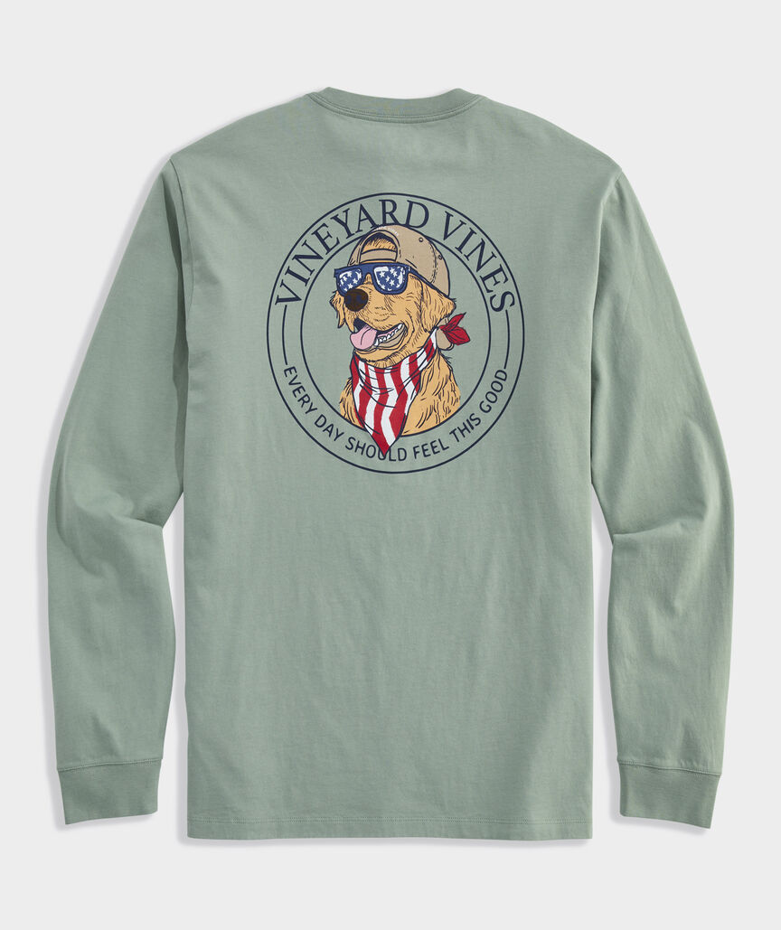 America Dog Long-Sleeve Pocket Tee