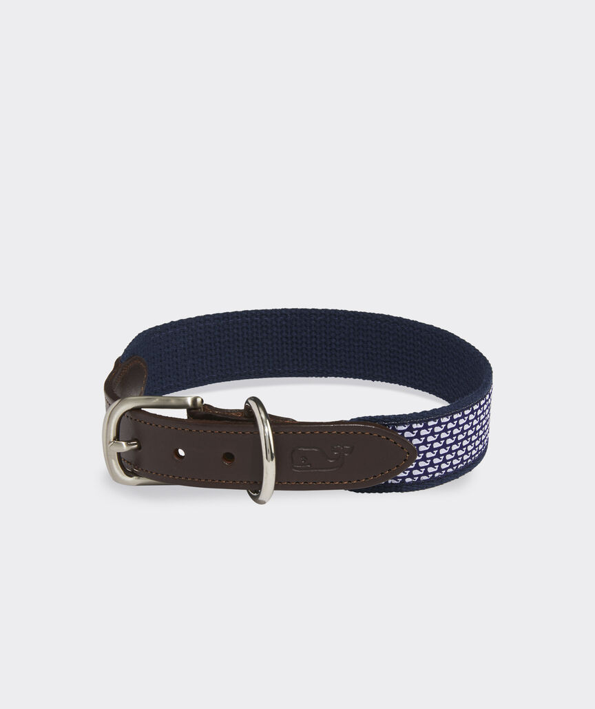 Micro Whale Leather Canvas Club Dog Collar