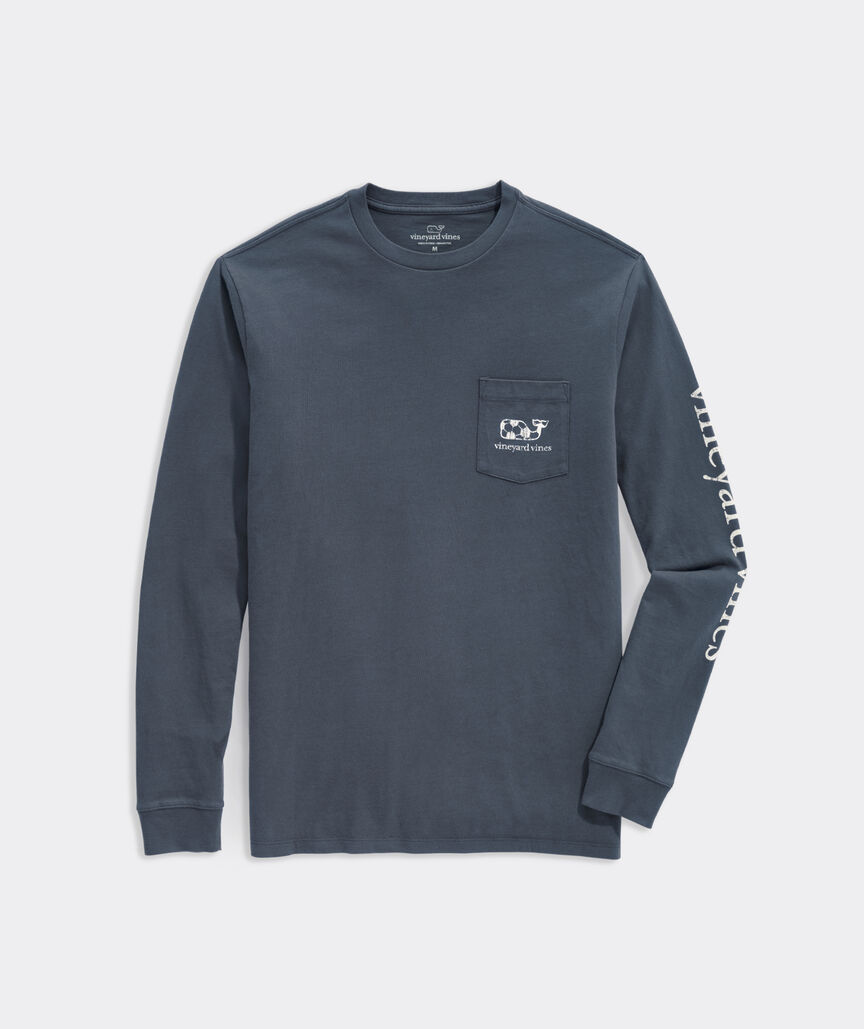 Vintage Soccer Whale Long-Sleeve Pocket Tee