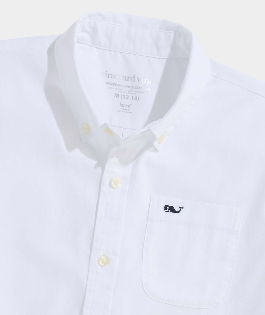 Boys' Performance Cotton Breakwater Solid Short-Sleeve Shirt