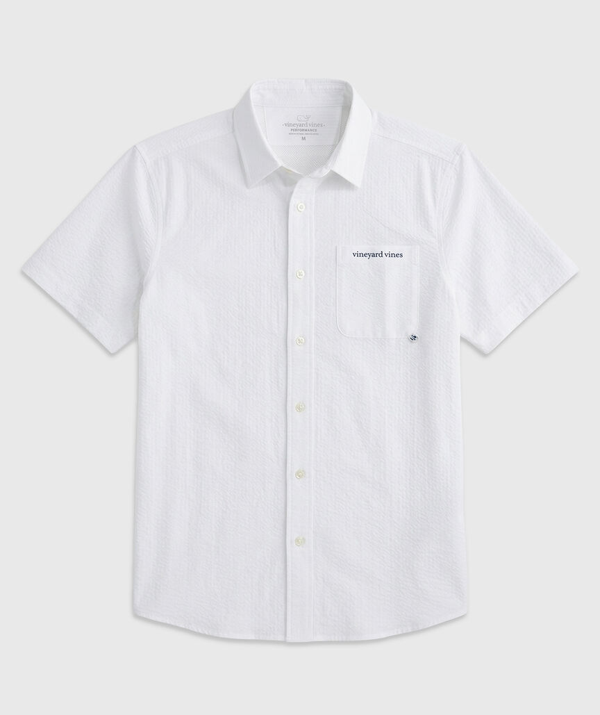 OUTLET Performance Seersucker Short-Sleeve Fishing Shirt