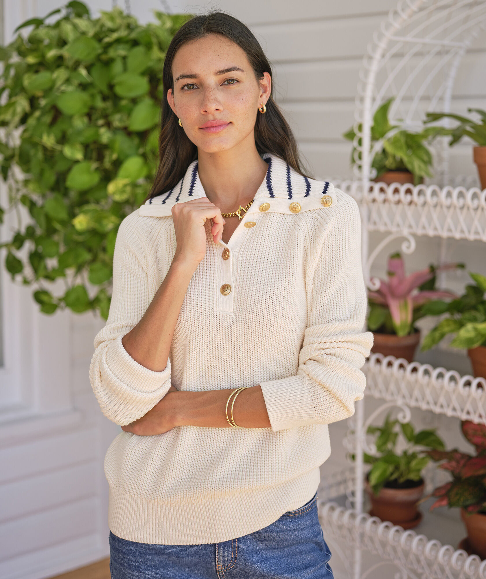 Shop Ribbed Button-Collar Sweater at vineyard vines