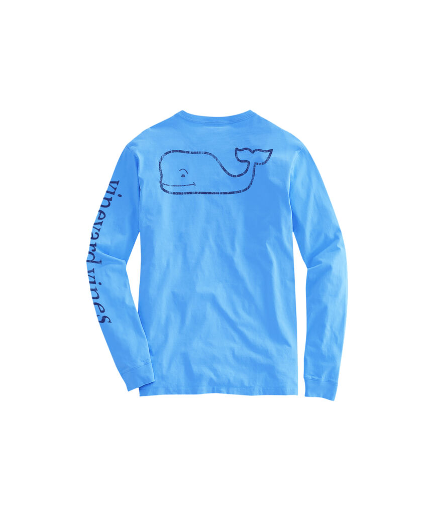 Outlet Long-Seeve Vintage Whale Graphic T-Shirt