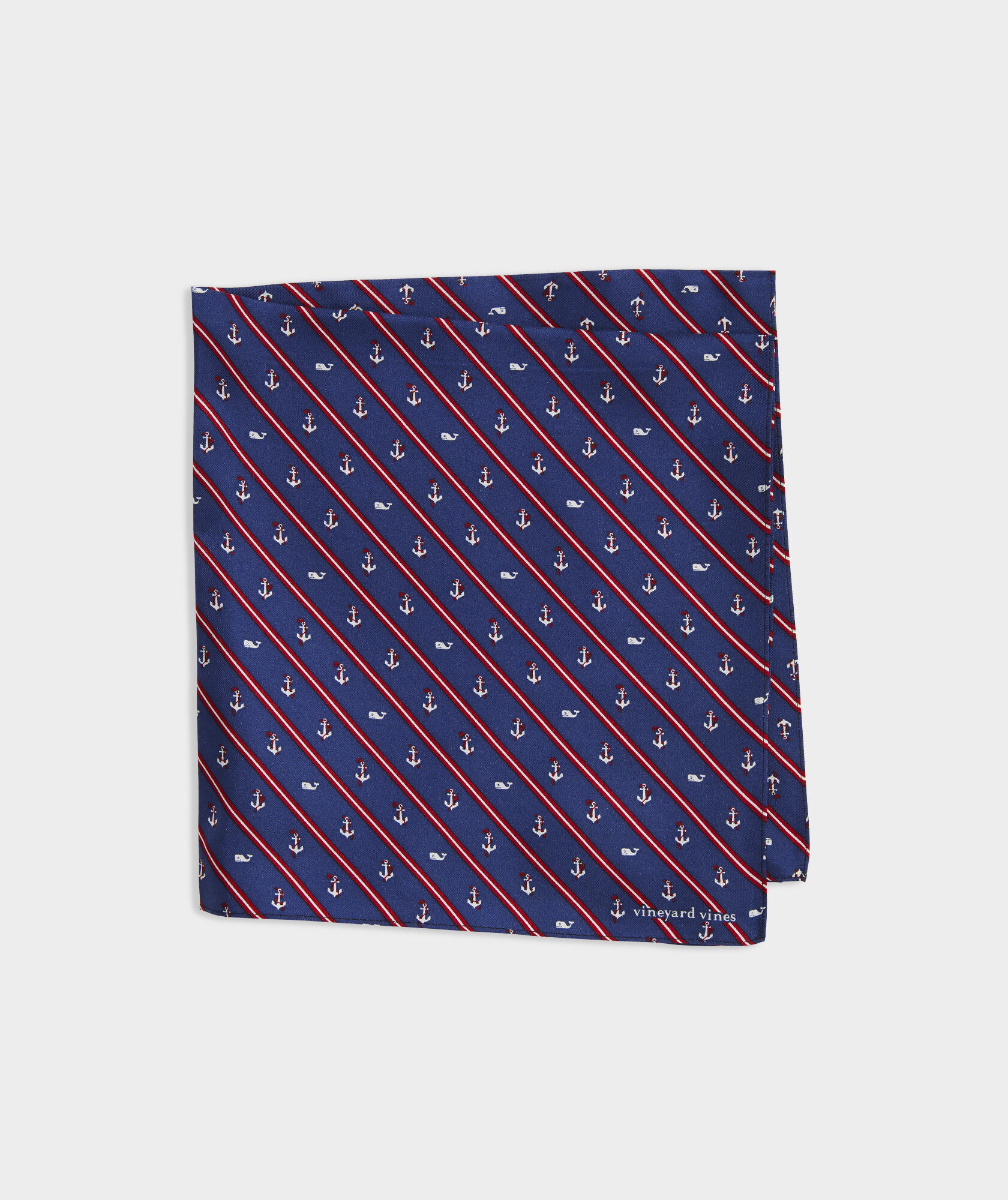 Anchors Stripe Silk Pocket Square
