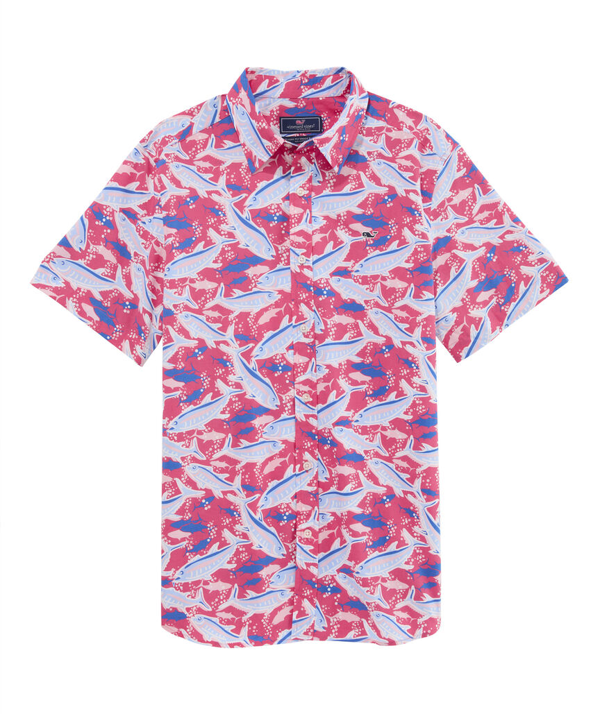 OUTLET Poplin Bone Fishing Short-Sleeve Shirt