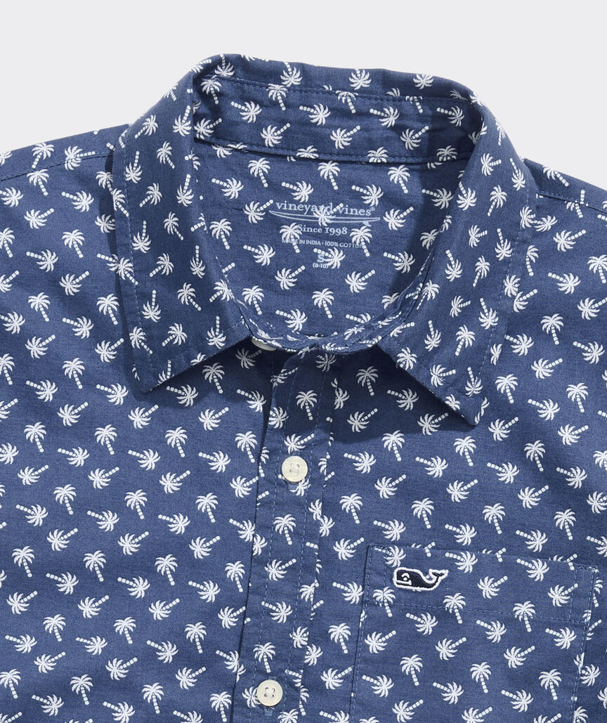 Boys' Printed Cotton Short-Sleeve Shirt