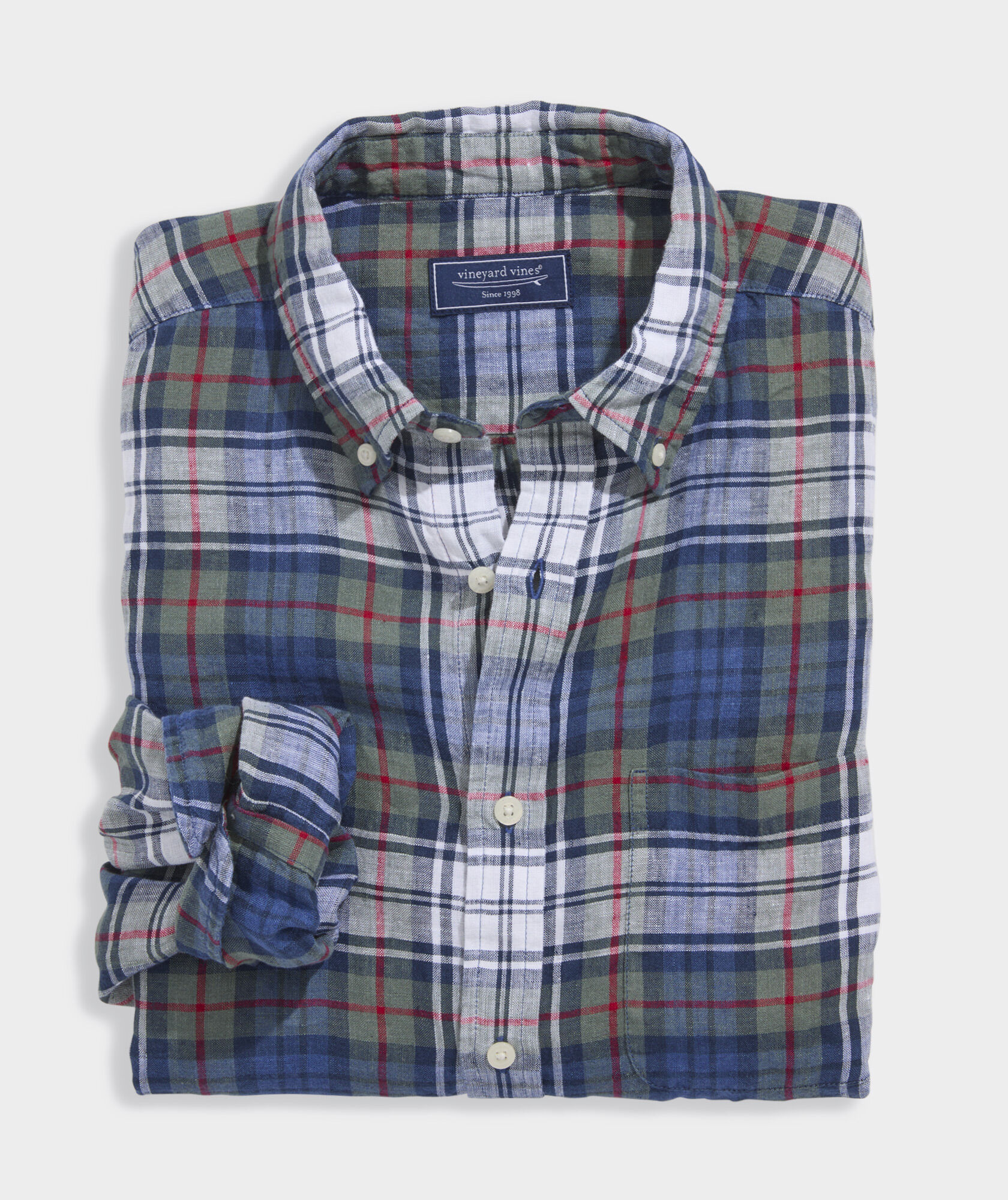 Tinsel Tides Plaid Linen Shirt