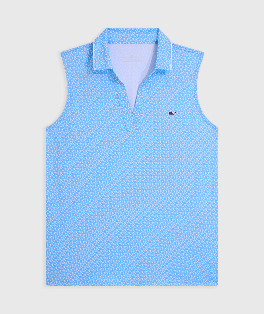 OUTLET Piped Printed Sleeveless Performance Popover Polo