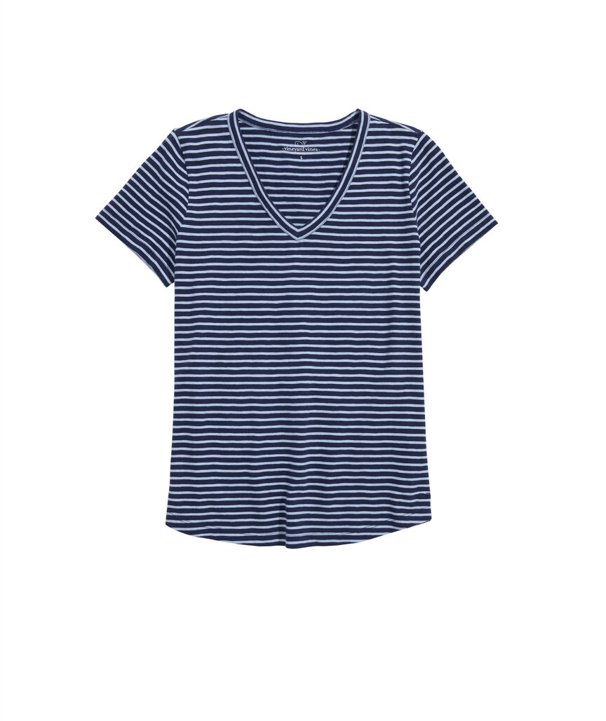 OUTLET Women's Striped Slub V-Neck Tee