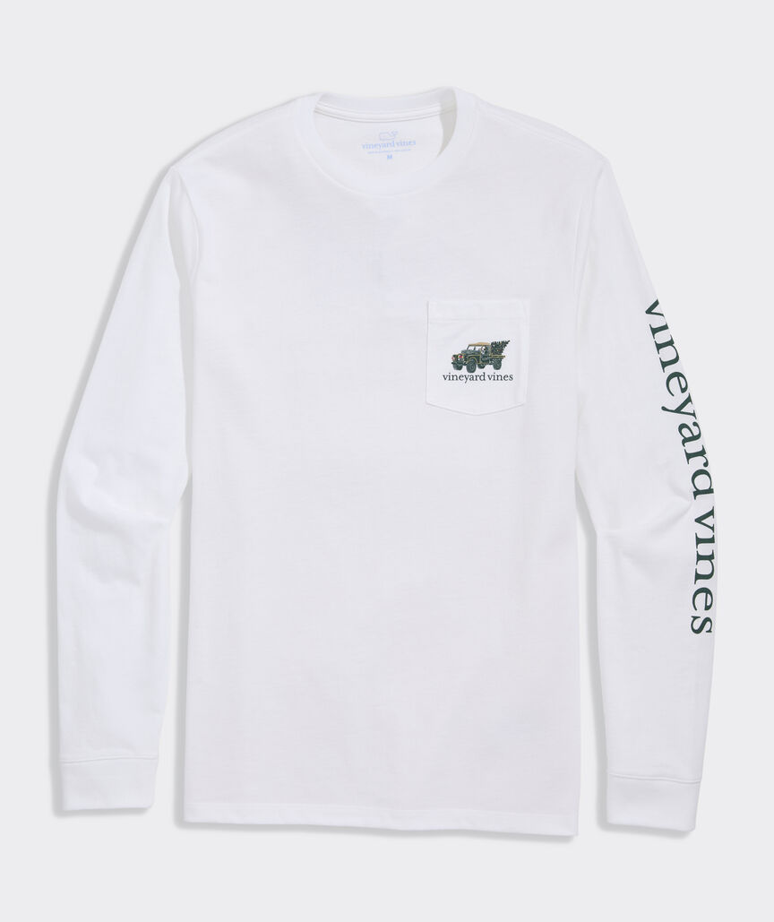 Vintage Rover Christmas Tree Long-Sleeve Pocket Tee