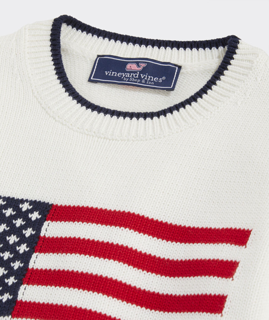 Boys' American Flag Cotton Crewneck Sweater