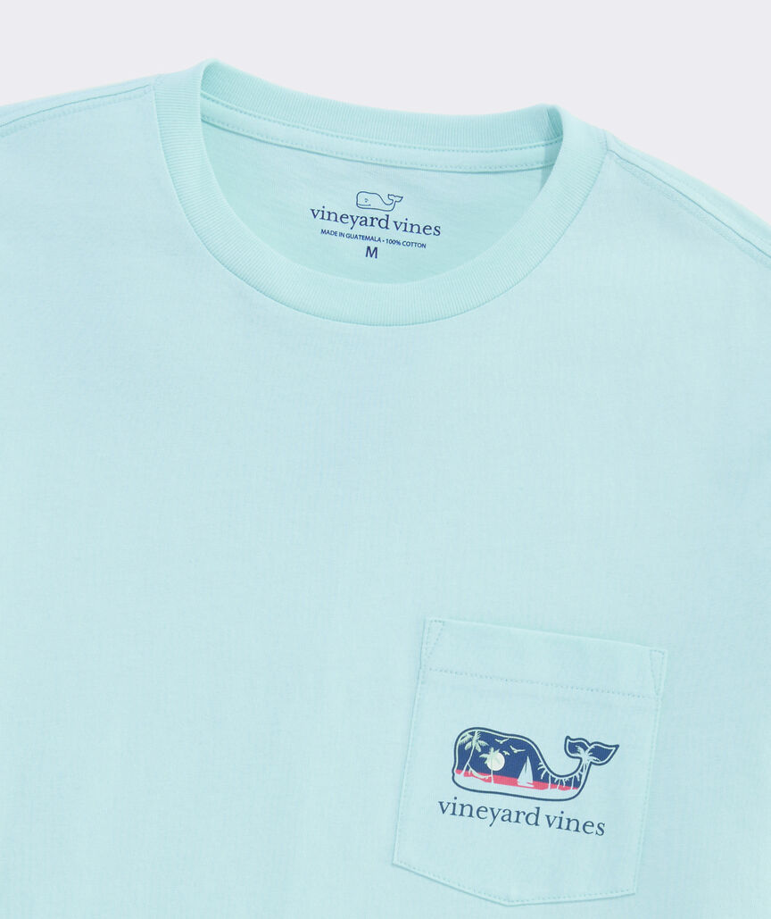 Palm Tree Boat Scenic Whale Short-Sleeve Pocket Tee