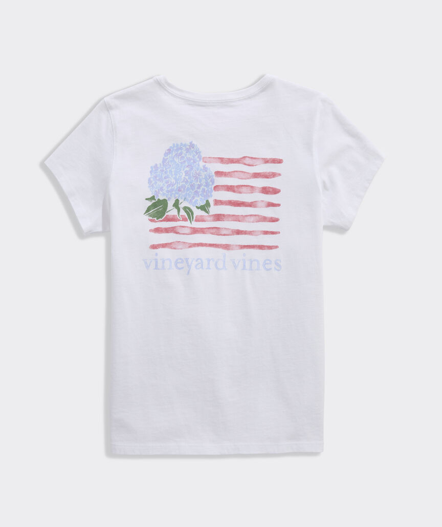 Girls' Hydrangea USA Flag Short-Sleeve Pocket Tee