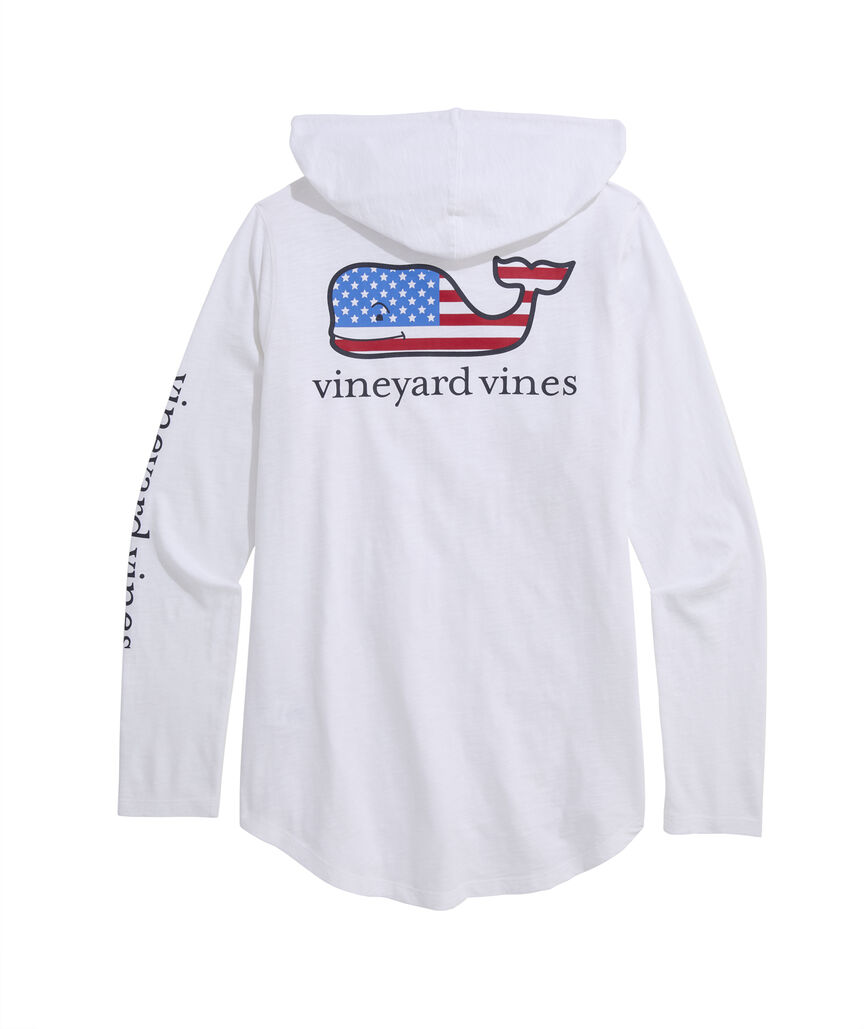 LS Flag Whale Slub Hoodie