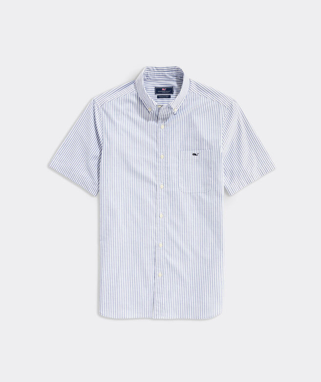 Stretch Cotton Striped Short-Sleeve Shirt
