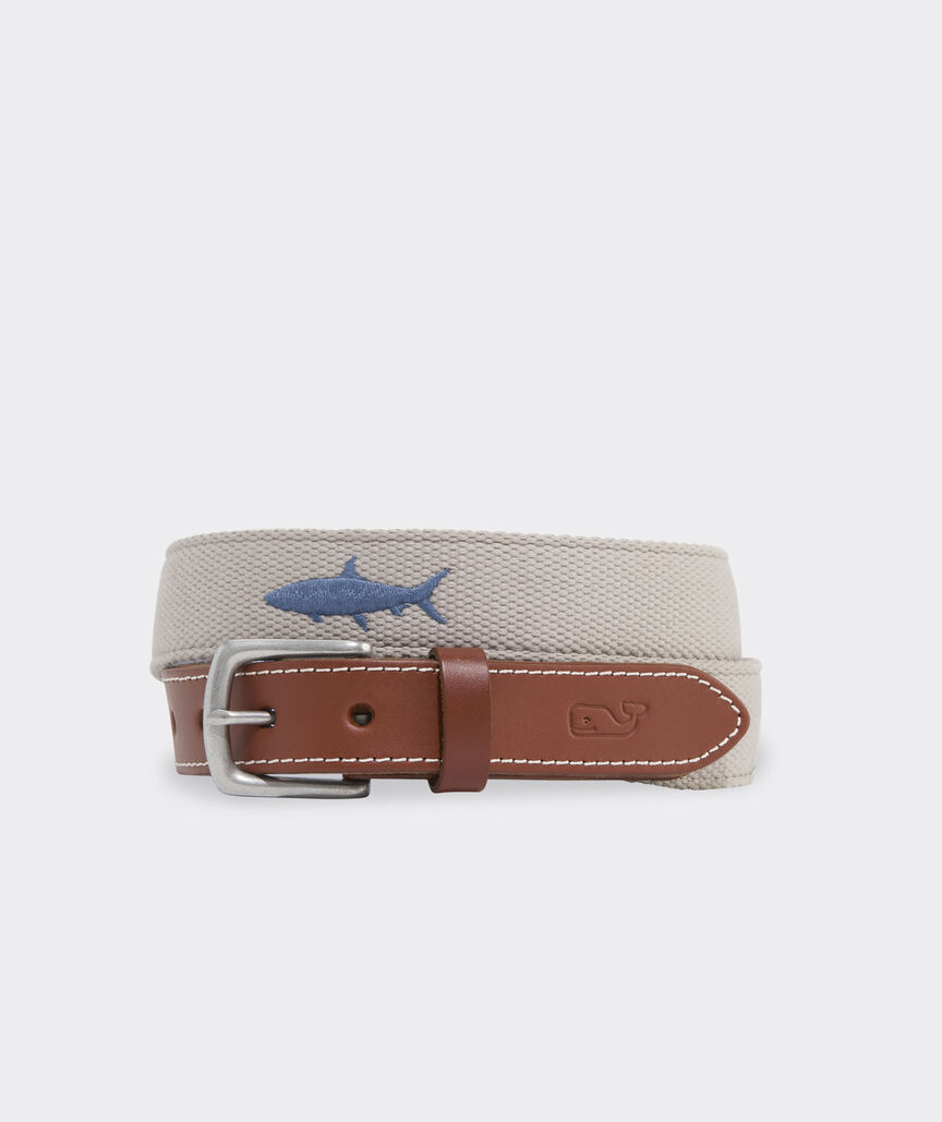 Multi-Fish Embroidered Canvas Club Belt