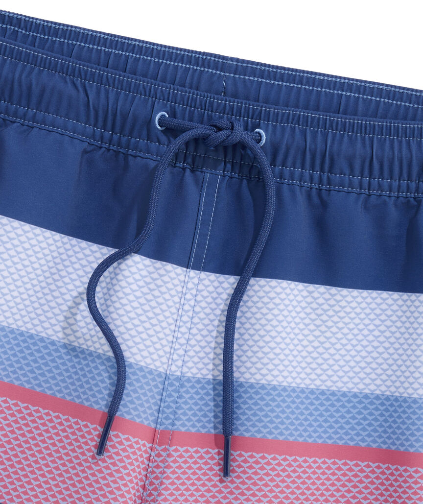 OUTLET 7 Inch Whale Tail Stripe Chappy Swim Trunks