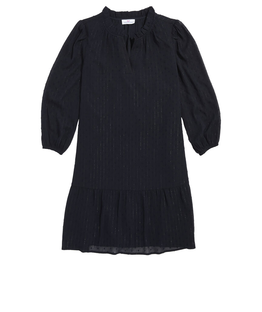 OUTLET Clip Dot Shine Stripe Flounce Dress