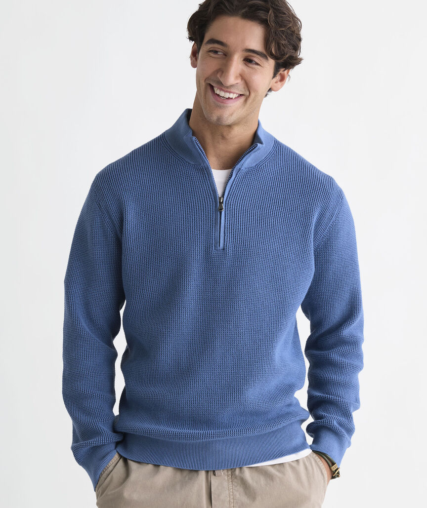 Garment-Dyed Beach Waffle Quarter-Zip
