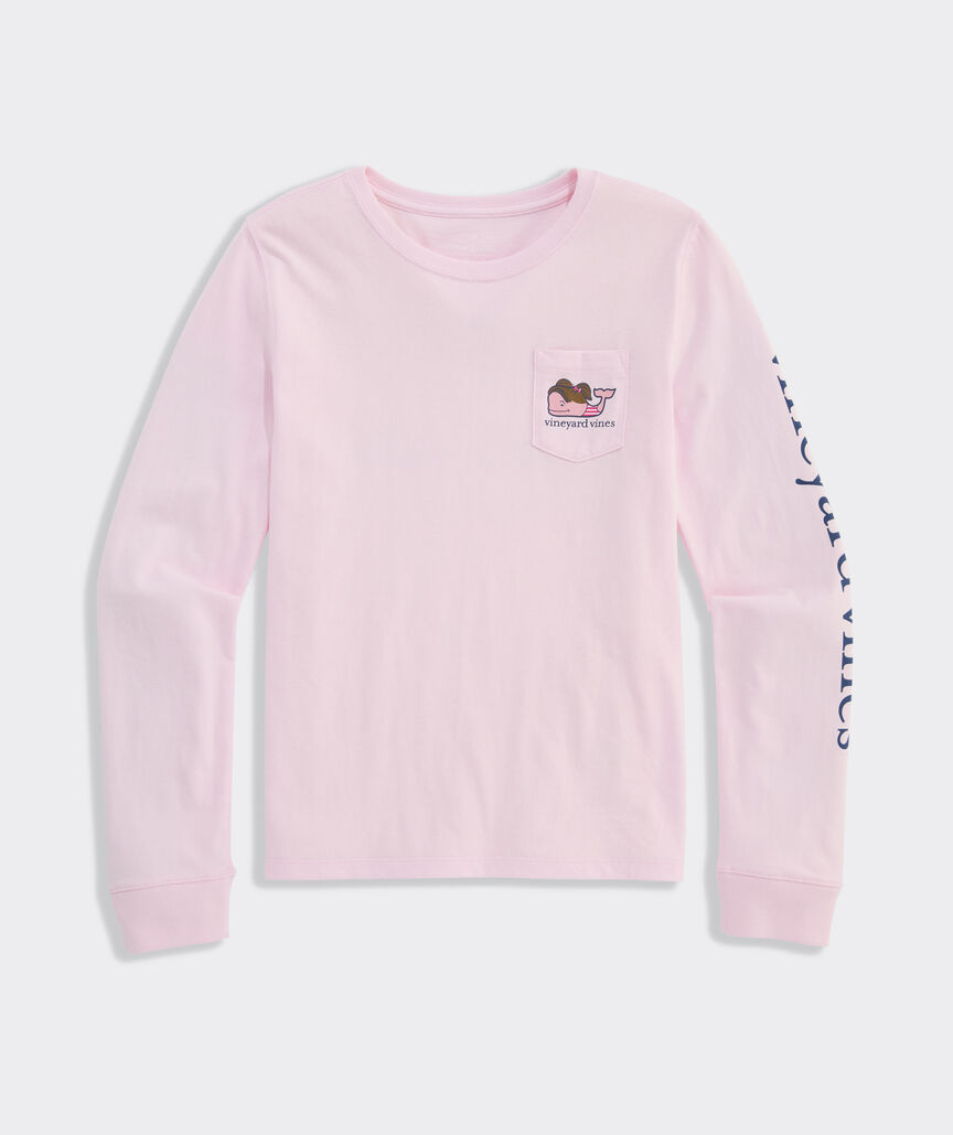 Girls' Gymnastics Mat Whale Long-Sleeve Pocket Tee