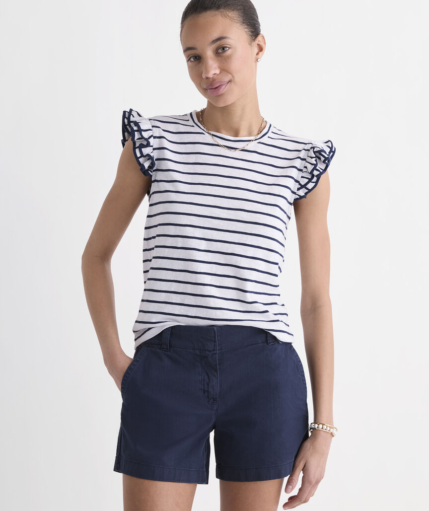 Flutter-Sleeve Slub Jersey Top