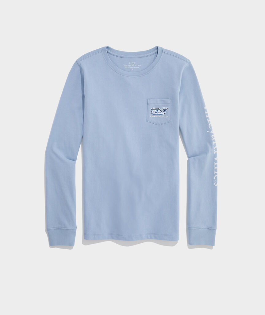 Women's Hanukkah Whale Long-Sleeve Pocket Tee