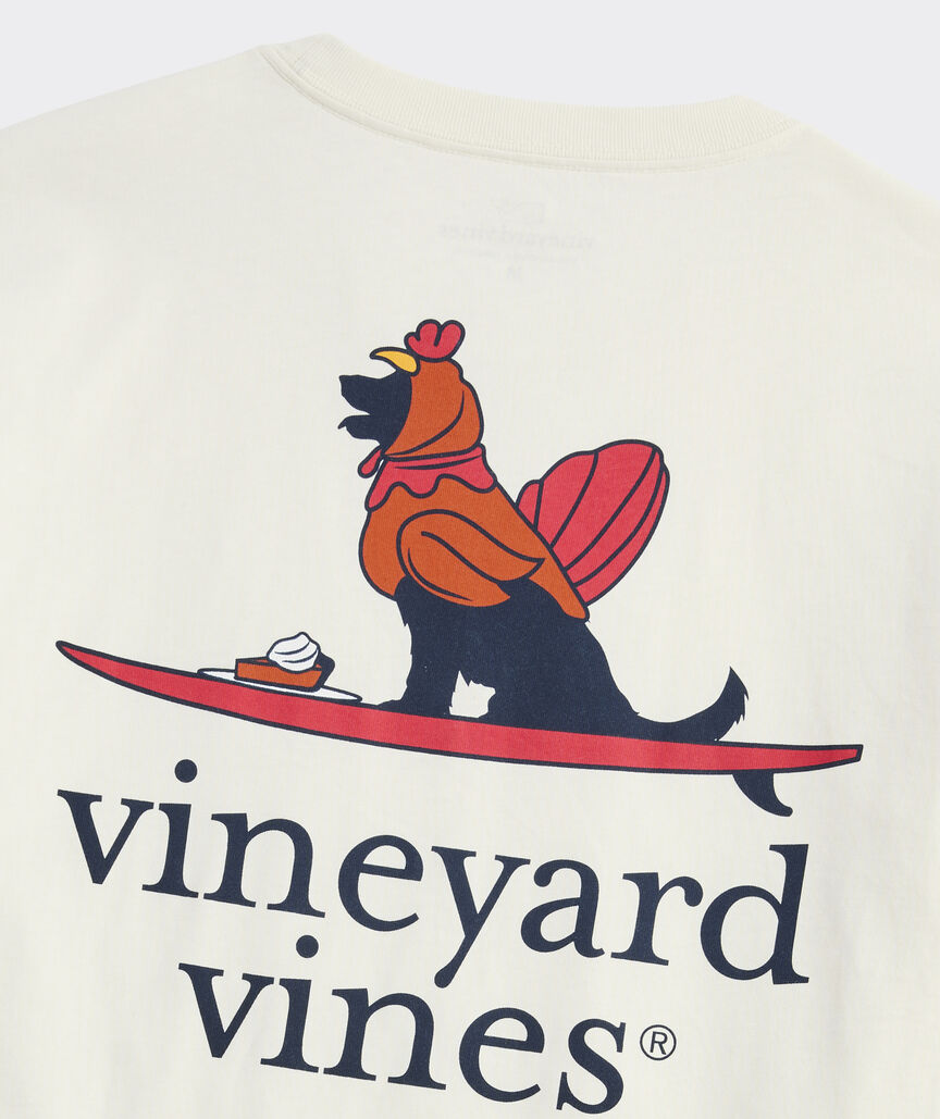 Turkey Surfboard Dog Long-Sleeve Pocket Tee