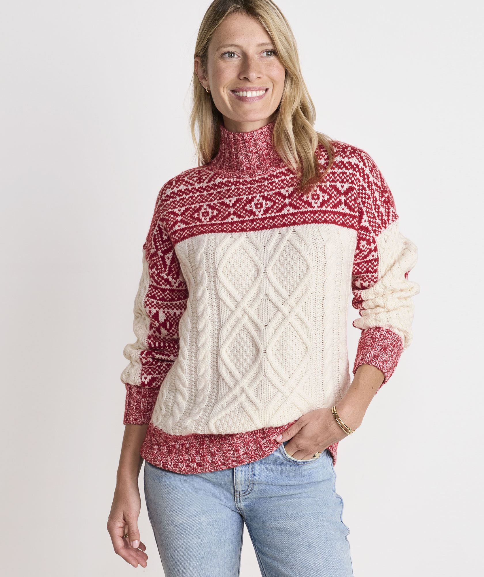 Shop Fair Isle Fisherman Mockneck Sweater at vineyard vines