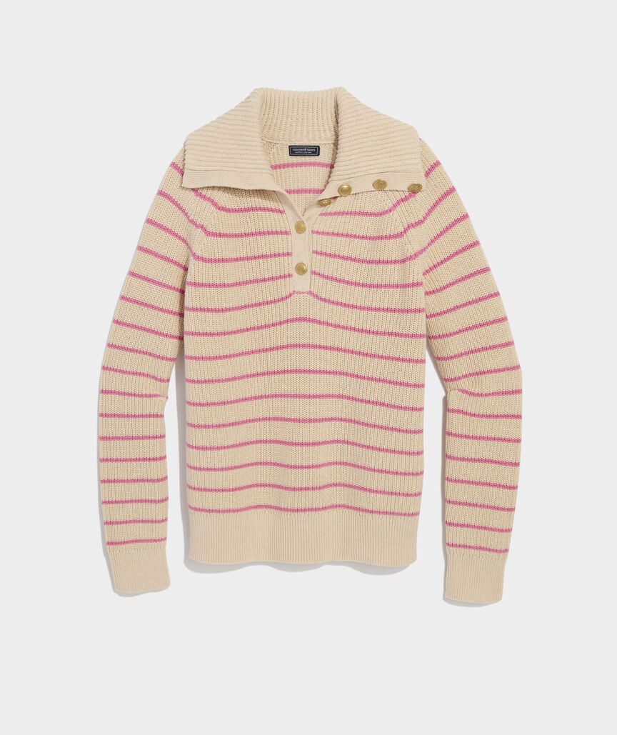 Ribbed Button-Collar Sweater