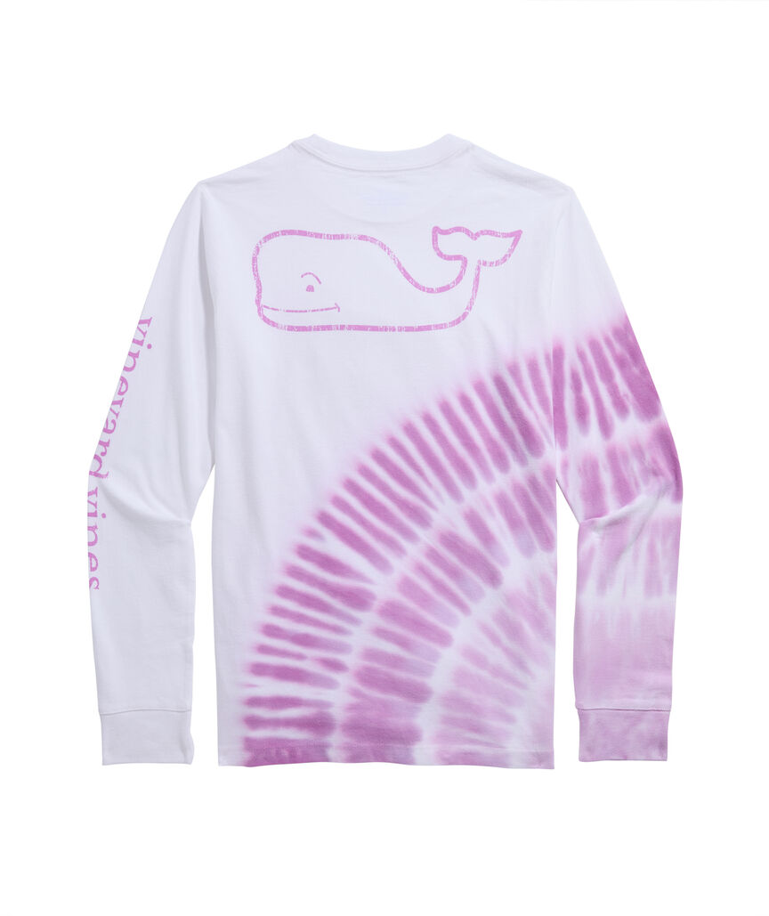 OUTLET Girls' Sunset Tie-Dye Vintage Whale Long-Sleeve Pocket Tee