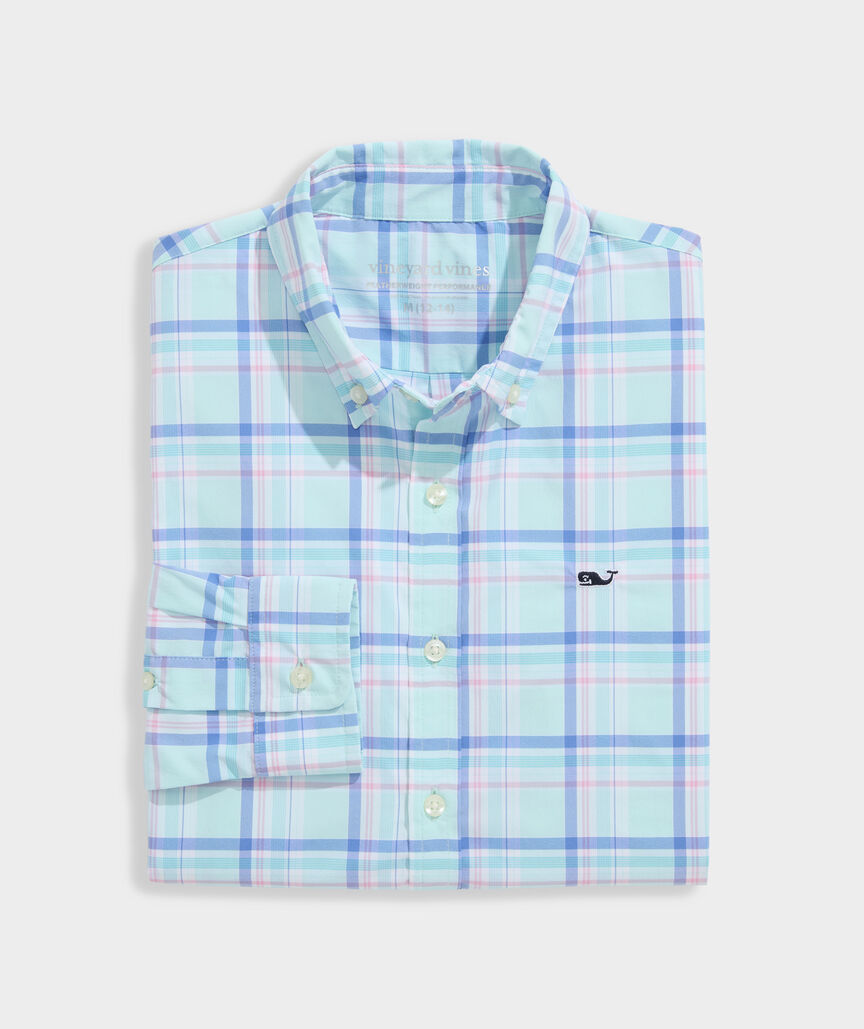 Boys' Performance Coconut Key Plaid Featherweight Shirt