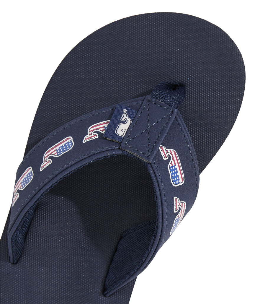 OUTLET Boys' Americana Flag Whale Foam Flip Flops