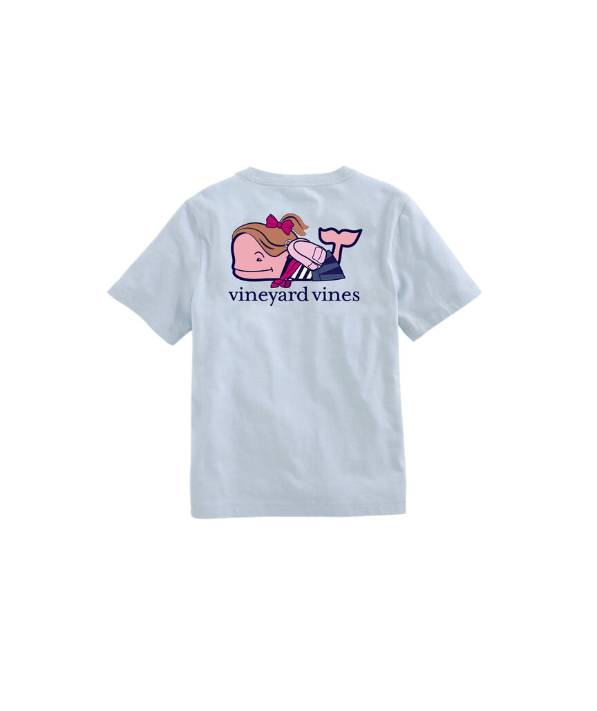 OUTLET Girls' Flag Football Whale Long-Sleeve Pocket Tee