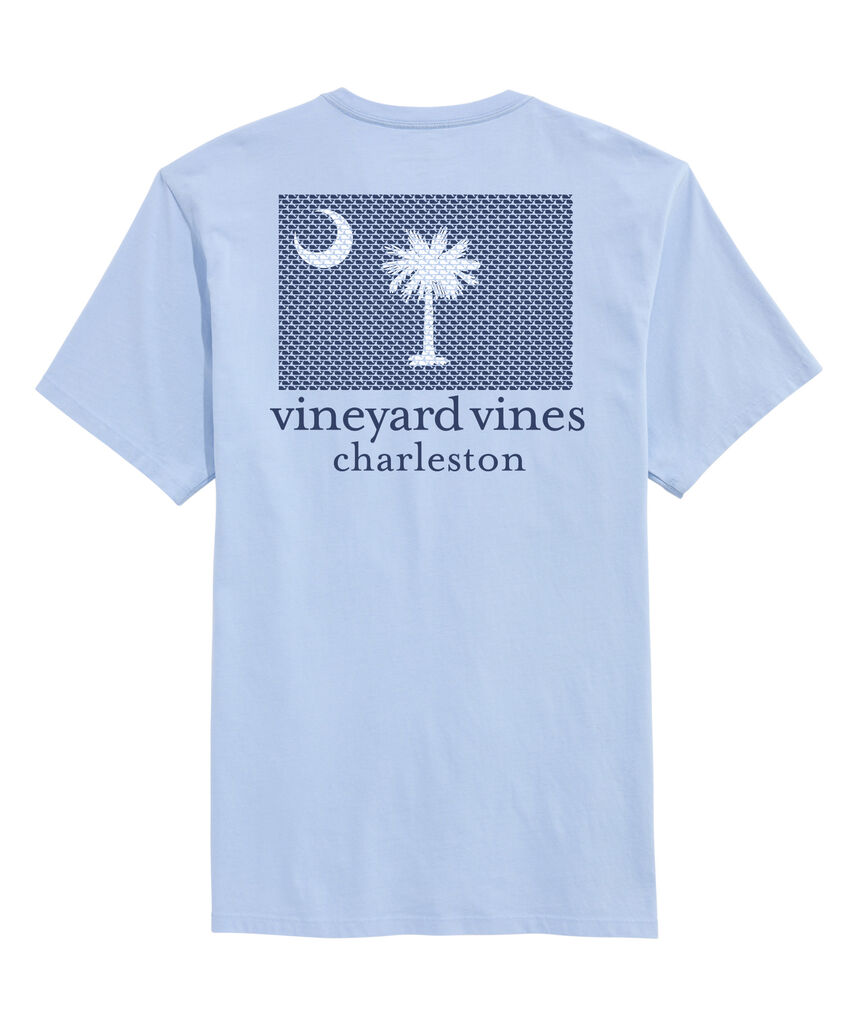 Charleston South Carolina Flag Palm & Crescent Short-Sleeve Pocket Tee