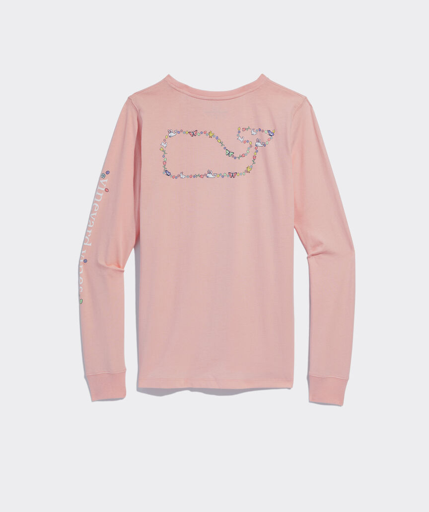 Easter Icon Whale Outline Long-Sleeve Pocket Tee
