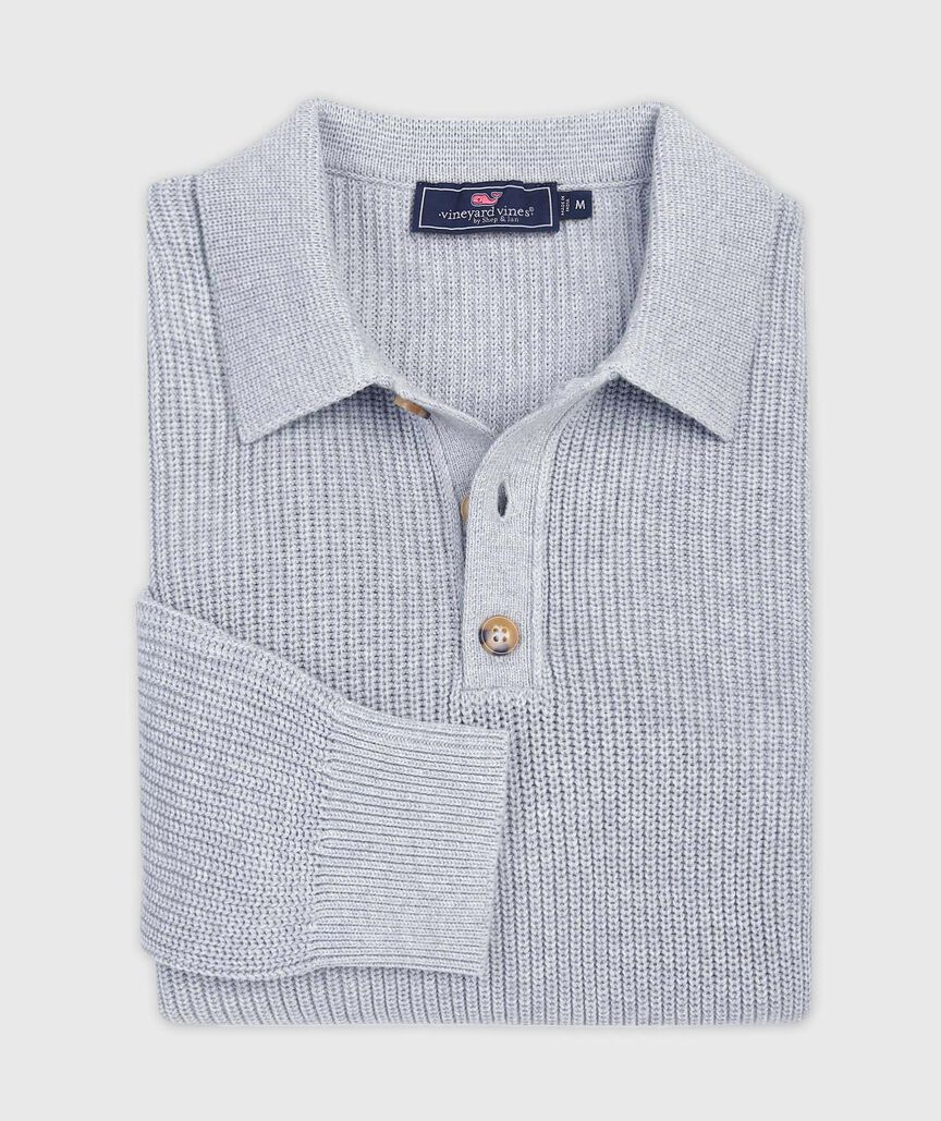 OUTLET Fisherman Rib Henley Polo Sweater