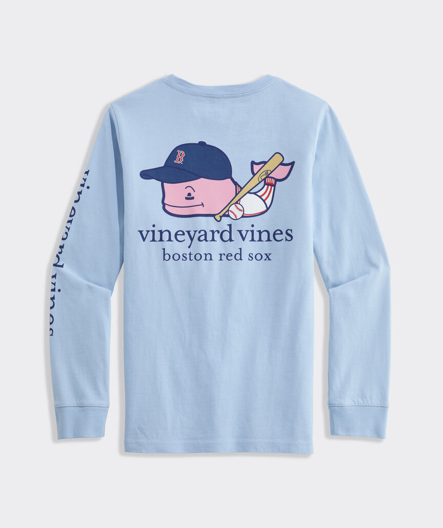 Kids' Boston Red Sox Baseball Whale Long-Sleeve Pocket T-Shirt