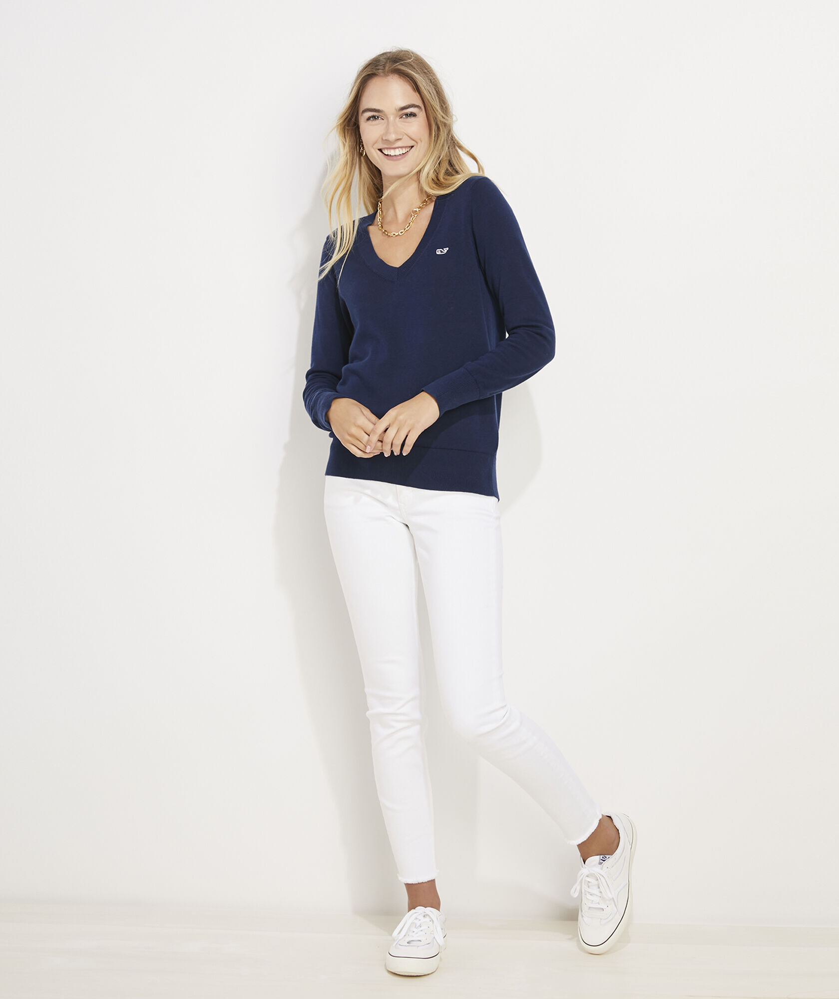 Shop Heritage Cotton VNeck Sweater at vineyard vines