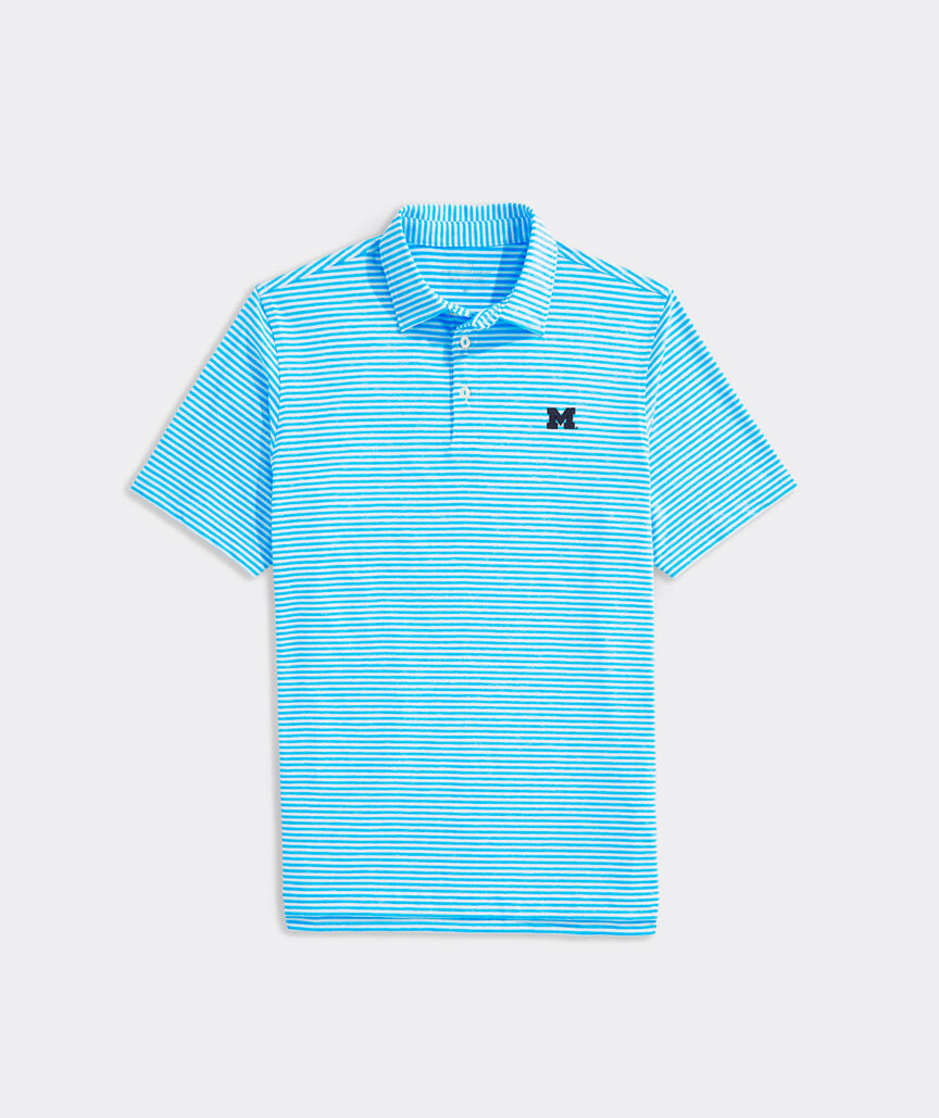 University of Michigan Performance Winstead Stripe Sankaty Polo