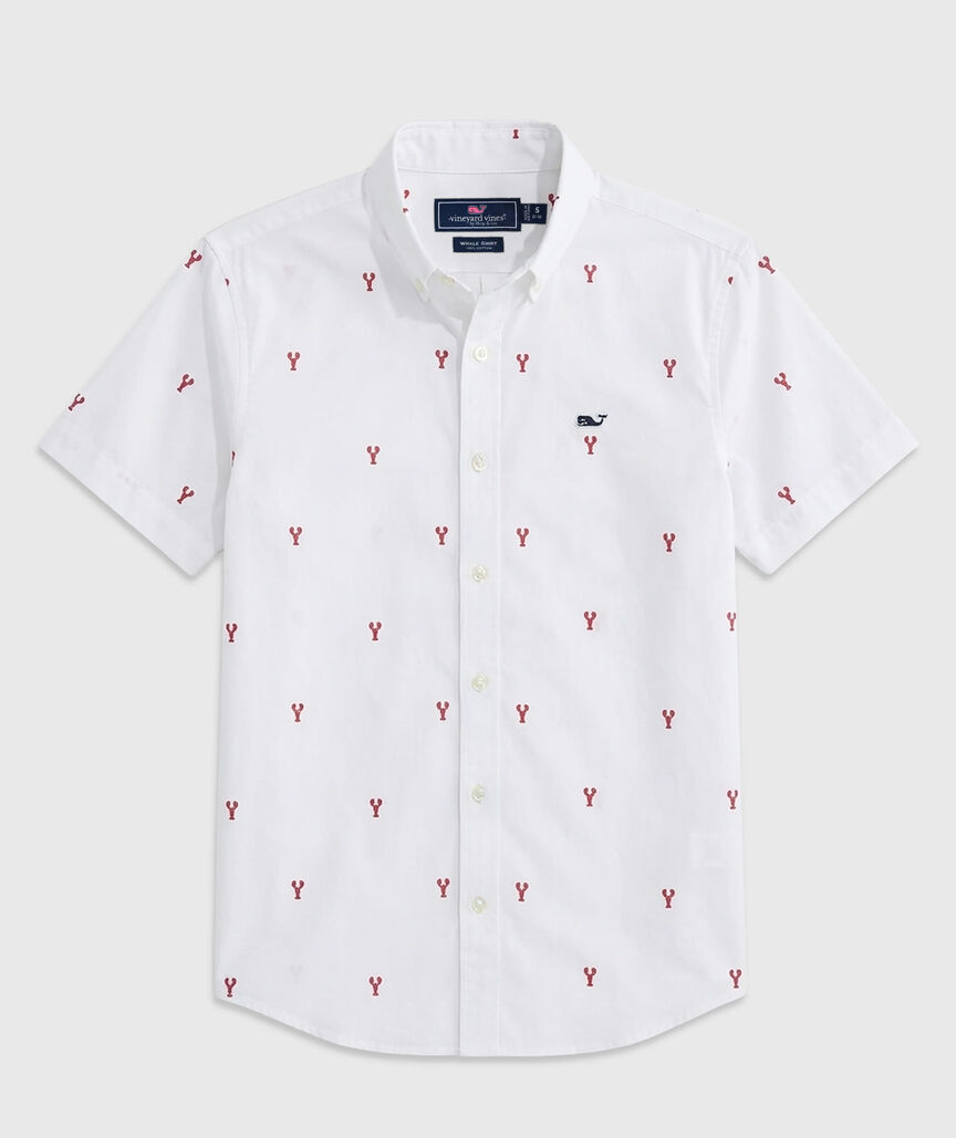 OUTLET Boys' Poplin Short-Sleeve Micro Lobster Shirt