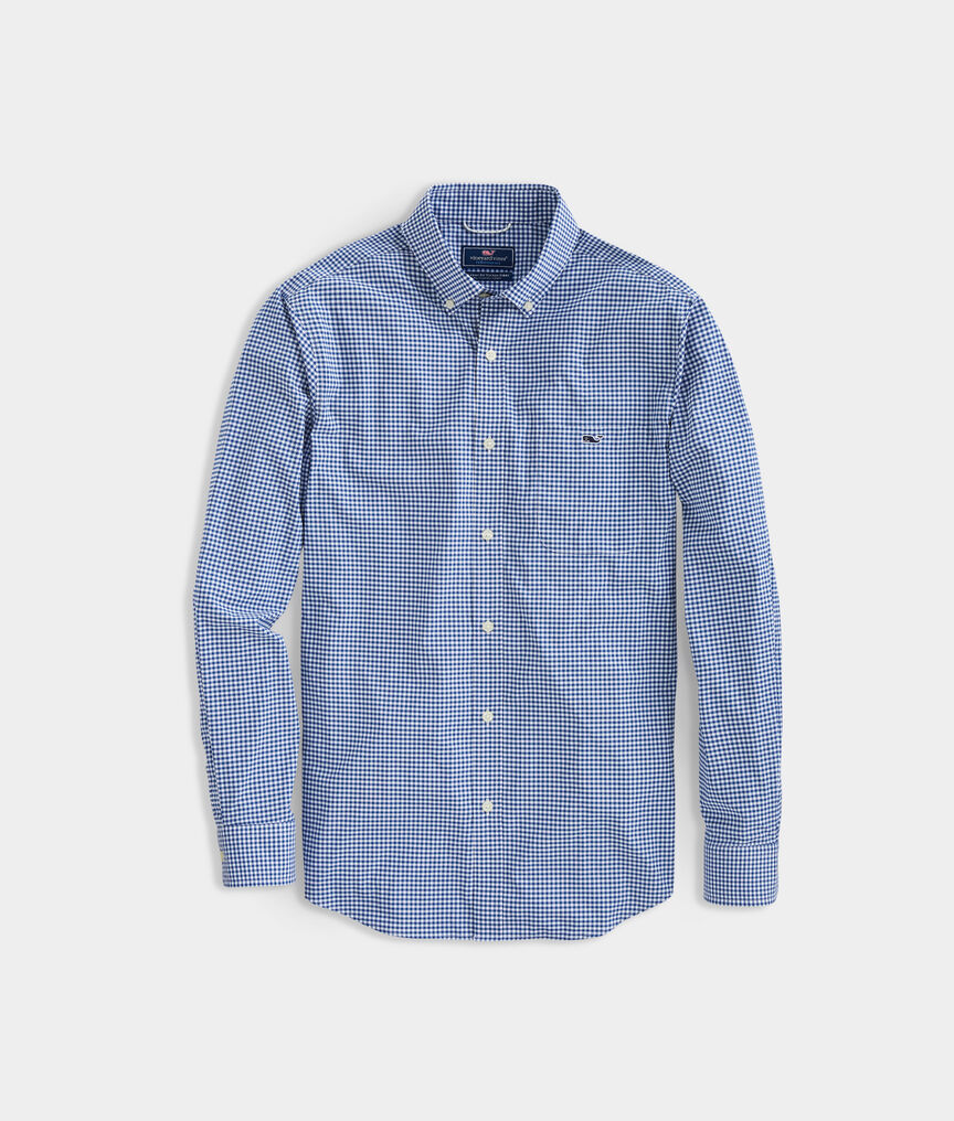 Classic Fit Gingham On-The-Go Shirt in Performance Nylon