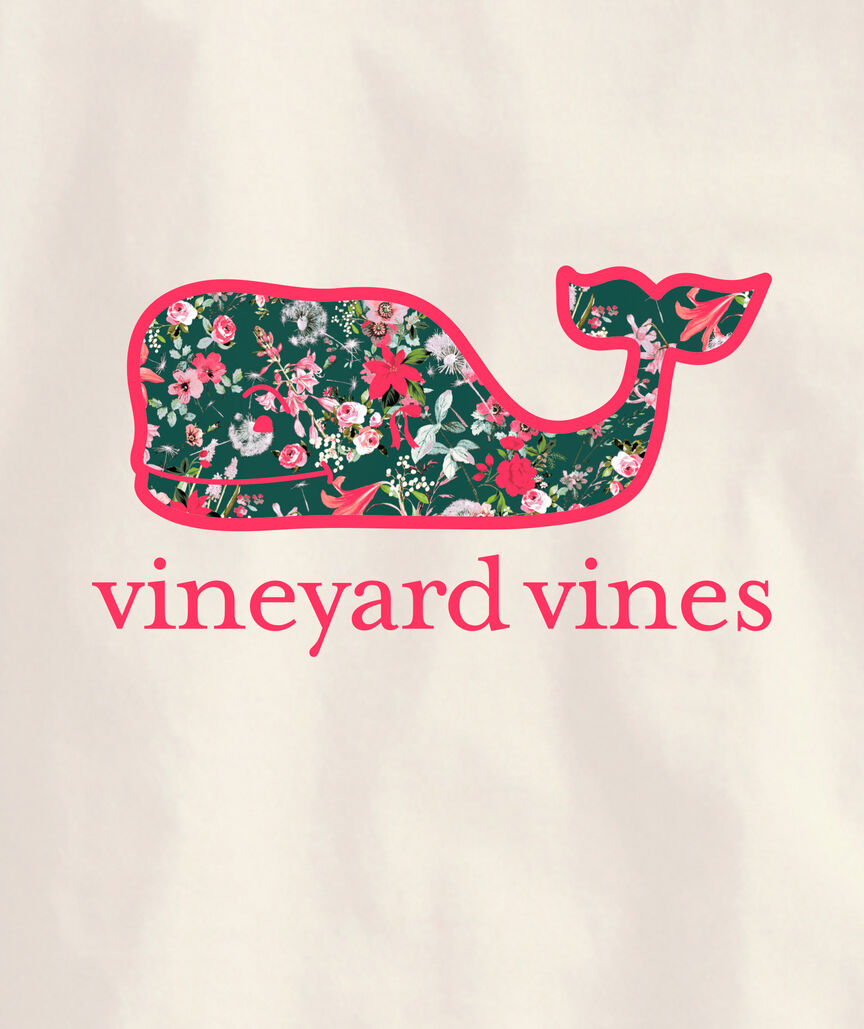 OUTLET Girls' Glitter Floral Whale Long-Sleeve Pocket Tee