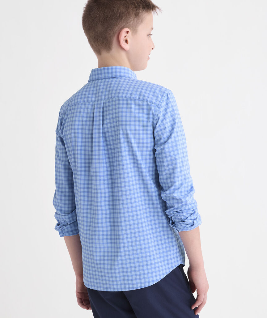 Boys' Lemon Shark Gingham Featherweight Performance Shirt