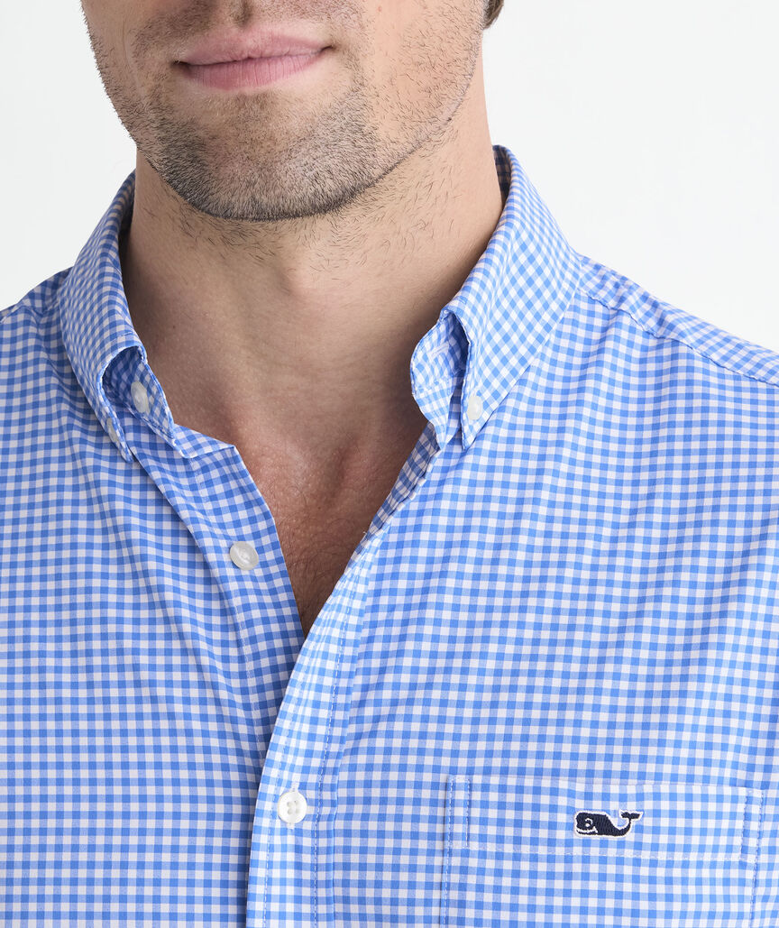 Performance Coral Reef Gingham Short-Sleeve Featherweight Shirt