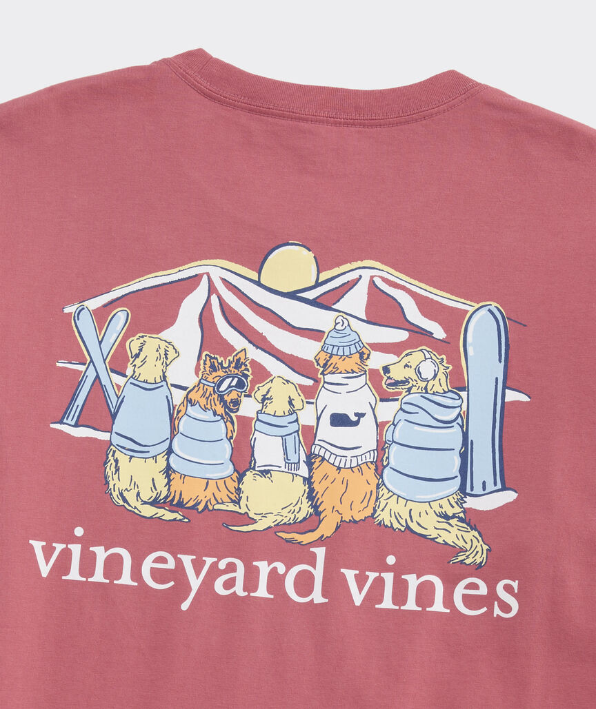 Sunset Ski Pups Long-Sleeve Pocket Tee